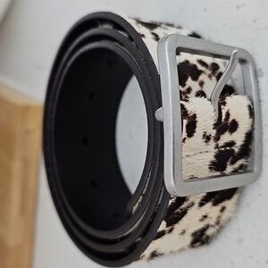 J. Crew Brown and White Patterned Calf Leather Belt